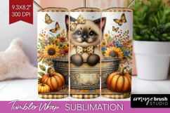 Cute Kitten Tumbler Wrap - Autumn Cat Tumbler PNG Product Image 1
