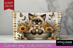 Cute Kitten Cosmetic Bag - Autumn Cat Makeup Bag PNG Product Image 1