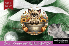 Cute Kitten Ornament PNG - Autumn Cat PNG Sublimation Product Image 1