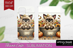 Cute Kitten Phone Case PNG - Autumn Cat Case PNG Sublimation Product Image 1