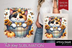 Cute Kitten Tote Bag - Autumn Cat Tote Bag PNG Sublimation Product Image 1