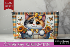 Cute Kitten Cosmetic Bag - Autumn Cat Makeup Bag PNG Product Image 1