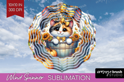 Cute Kitten Wind Spinner Sublimation PNG - Autumn Cat Round Product Image 1
