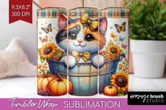 Cute Kitten Tumbler Wrap - Autumn Cat Tumbler PNG Product Image 1