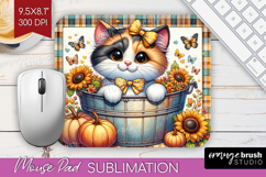 Cute Kitten Mouse Pad Sublimation - Autumn Cat Mousepad PNG Product Image 1