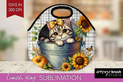 Cute Kitten Lunch Bag - Autumn Cat Lunch Bug PNG Sublimation Product Image 1