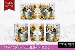 Cute Kitten Mug Wrap - Autumn Cat Mug PNG Sublimation Product Image 1