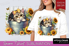 Cute Kitten Square Tshirt Background - Autumn Cat PNG Product Image 1