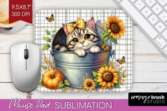 Cute Kitten Mouse Pad Sublimation - Autumn Cat Mousepad PNG Product Image 1