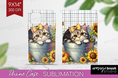 Cute Kitten Phone Case PNG - Autumn Cat Case PNG Sublimation Product Image 1