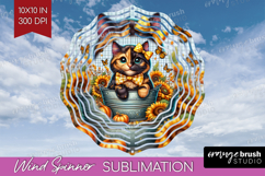 Cute Kitten Wind Spinner Sublimation PNG - Autumn Cat Round Product Image 1