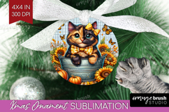 Cute Kitten Ornament PNG - Autumn Cat PNG Sublimation Product Image 1