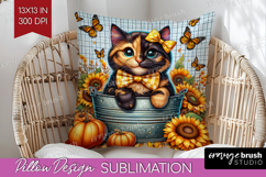 Cute Kitten Pillow Sublimation - Autumn Cat Pillow Cover PNG Product Image 1