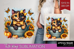 Cute Kitten Tote Bag - Autumn Cat Tote Bag PNG Sublimation Product Image 1