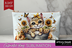 Cute Kitten Cosmetic Bag - Autumn Cat Makeup Bag PNG Product Image 1