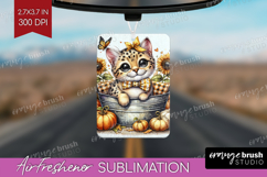 Cute Kitten Air Freshener PNG - Autumn Cat PNG Sublimation Product Image 1