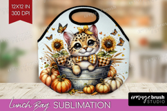 Cute Kitten Lunch Bag - Autumn Cat Lunch Bug PNG Sublimation Product Image 1