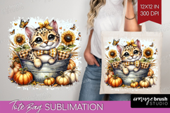 Cute Kitten Tote Bag - Autumn Cat Tote Bag PNG Sublimation Product Image 1
