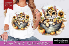 Cute Kitten Round Tshirt Background - Autumn Cat PNG Product Image 1