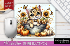 Cute Kitten Mouse Pad Sublimation - Autumn Cat Mousepad PNG Product Image 1