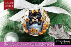 Cute Kitten Ornament PNG - Autumn Cat PNG Sublimation Product Image 1