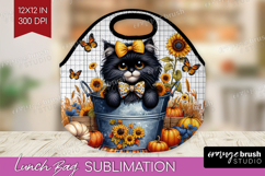 Cute Kitten Lunch Bag - Autumn Cat Lunch Bug PNG Sublimation Product Image 1