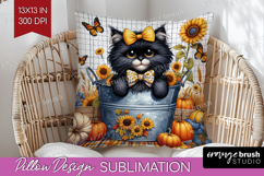 Cute Kitten Pillow Sublimation - Autumn Cat Pillow Cover PNG Product Image 1