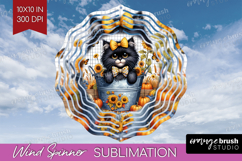 Cute Kitten Wind Spinner Sublimation PNG - Autumn Cat Round Product Image 1