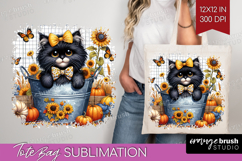 Cute Kitten Tote Bag - Autumn Cat Tote Bag PNG Sublimation Product Image 1