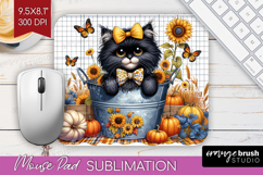 Cute Kitten Mouse Pad Sublimation - Autumn Cat Mousepad PNG Product Image 1