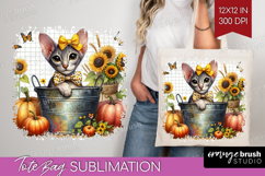 Cute Kitten Tote Bag - Autumn Cat Tote Bag PNG Sublimation Product Image 1