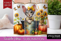 Cute Kitten Tumbler Wrap - Autumn Cat Tumbler PNG Product Image 1