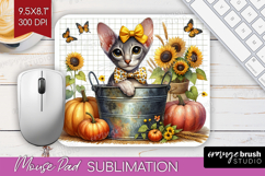 Cute Kitten Mouse Pad Sublimation - Autumn Cat Mousepad PNG Product Image 1