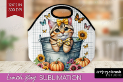 Cute Kitten Lunch Bag - Autumn Cat Lunch Bug PNG Sublimation Product Image 1