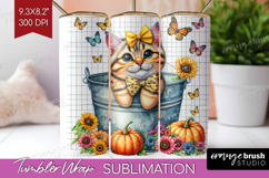 Cute Kitten Tumbler Wrap - Autumn Cat Tumbler PNG Product Image 1