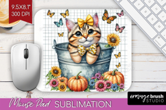 Cute Kitten Mouse Pad Sublimation - Autumn Cat Mousepad PNG Product Image 1