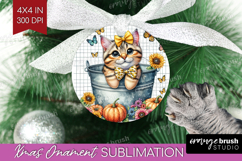 Cute Kitten Ornament PNG - Autumn Cat PNG Sublimation Product Image 1
