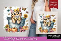 Cute Kitten Tote Bag - Autumn Cat Tote Bag PNG Sublimation Product Image 1