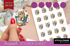 Cute Kitten Round Sticker - Autumn Cat Printable Sticker Product Image 1