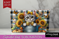 Cute Kitten Cosmetic Bag - Autumn Cat Makeup Bag PNG Product Image 1