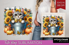 Cute Kitten Tote Bag - Autumn Cat Tote Bag PNG Sublimation Product Image 1