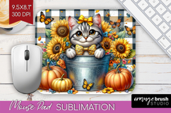 Cute Kitten Mouse Pad Sublimation - Autumn Cat Mousepad PNG Product Image 1