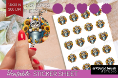 Cute Kitten Round Sticker - Autumn Cat Printable Sticker Product Image 1