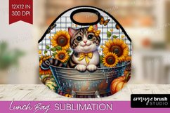 Cute Kitten Lunch Bag - Autumn Cat Lunch Bug PNG Sublimation Product Image 1