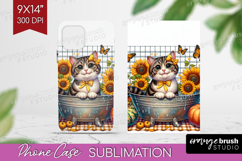 Cute Kitten Phone Case PNG - Autumn Cat Case PNG Sublimation Product Image 1