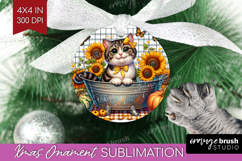 Cute Kitten Ornament PNG - Autumn Cat PNG Sublimation Product Image 1