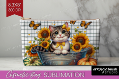 Cute Kitten Cosmetic Bag - Autumn Cat Makeup Bag PNG Product Image 1