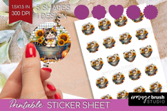 Cute Kitten Round Sticker - Autumn Cat Printable Sticker Product Image 1