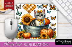 Cute Kitten Mouse Pad Sublimation - Autumn Cat Mousepad PNG Product Image 1