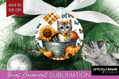 Cute Kitten Ornament PNG - Autumn Cat PNG Sublimation Product Image 1